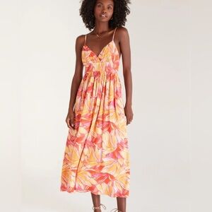 Z Supply Charm Stained Glass Midi Dress Size Large Fun Bold Colorful Print